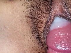 Pussy hole fill with juicy sperm