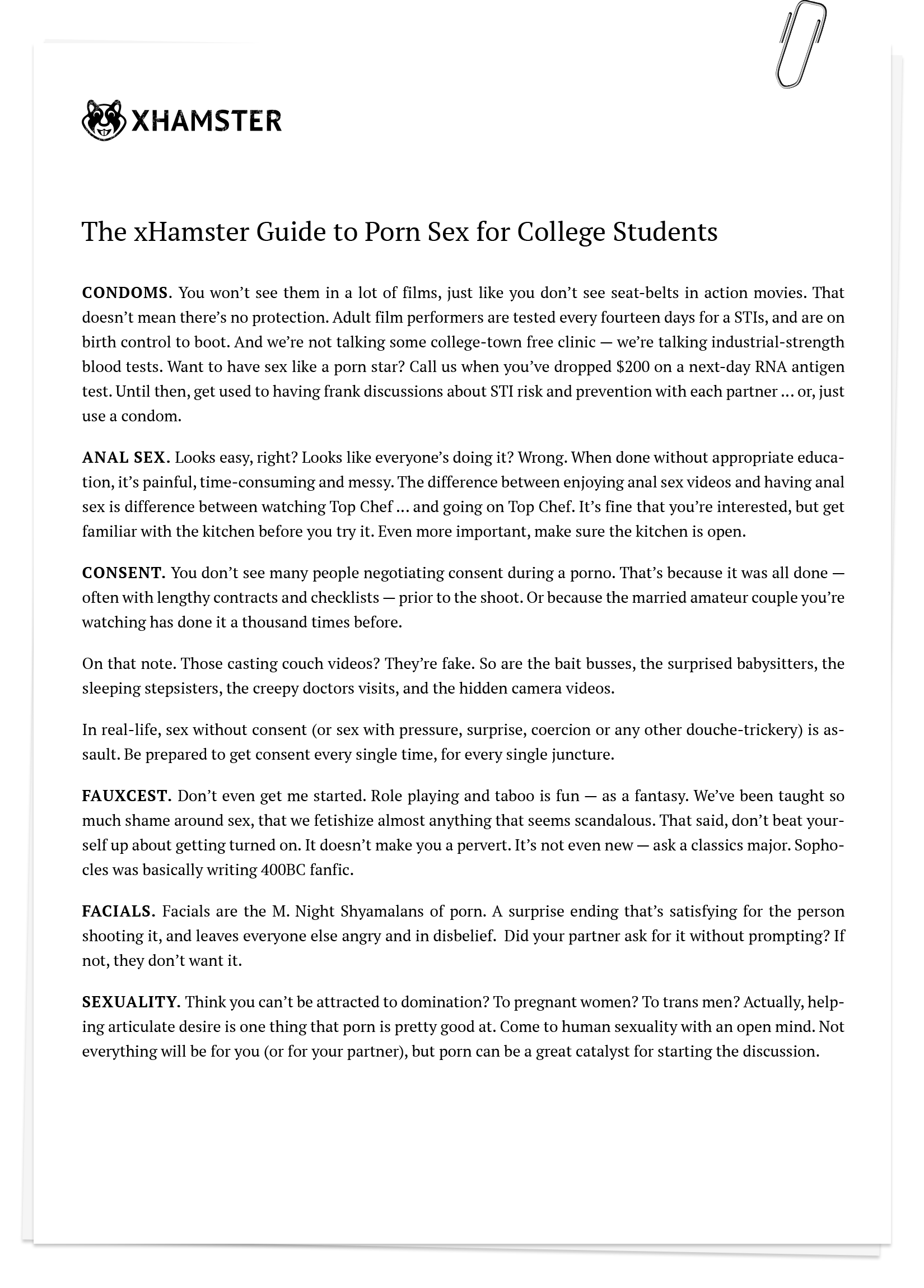College guide to anal sex