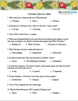 Christmas trivia for adults