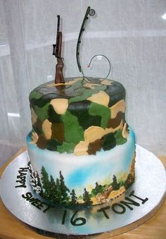 Hunting and fishing cake