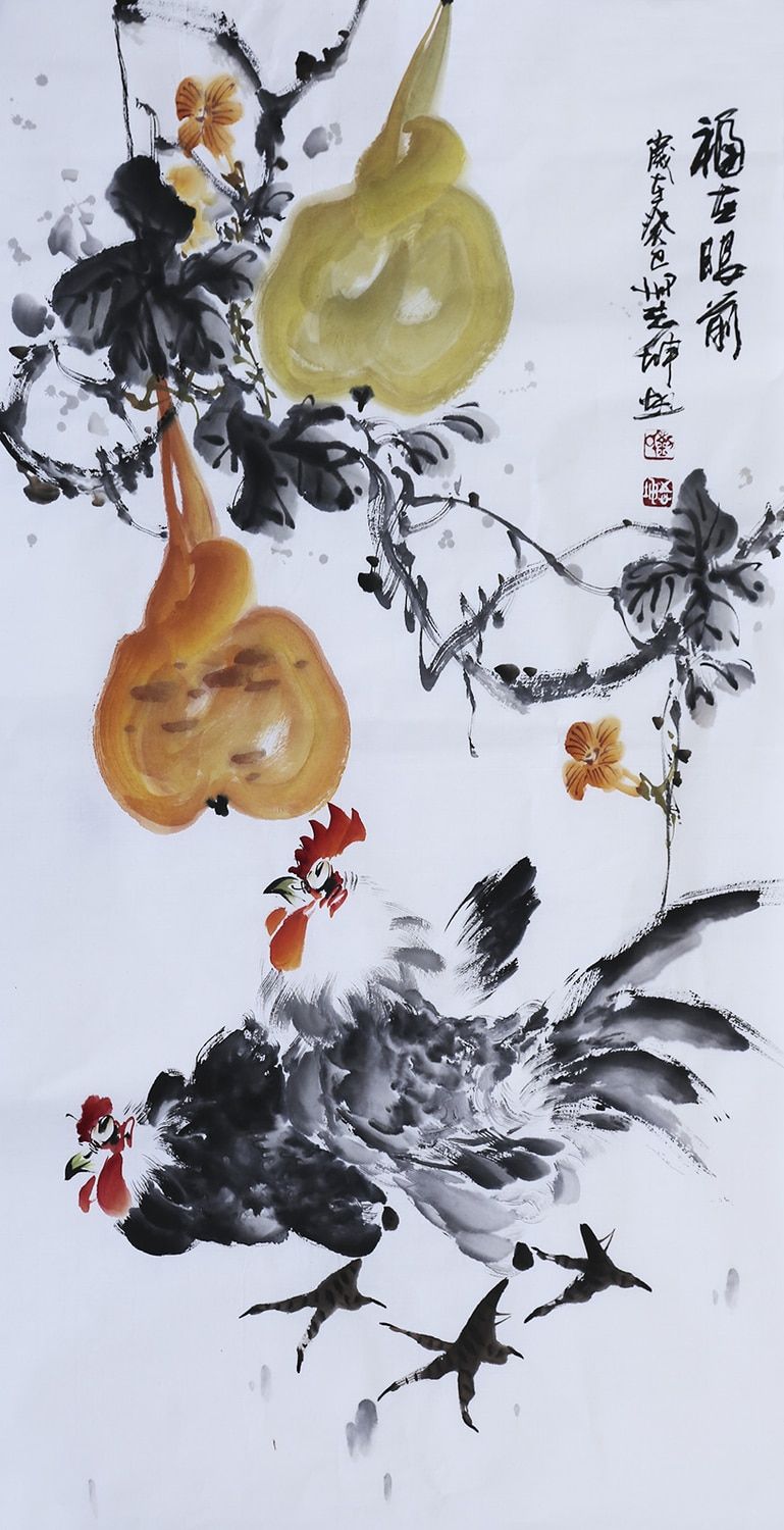 Asian rooster painting