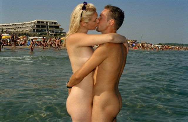 Nude Couple Kissing On Beach