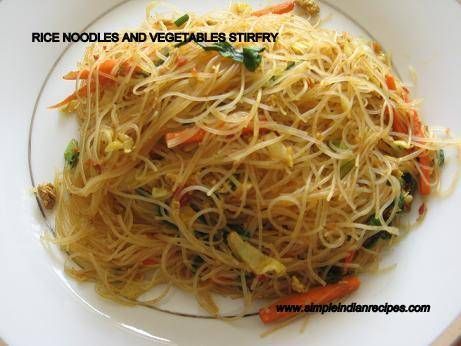 Asian rice noodles stir-fry