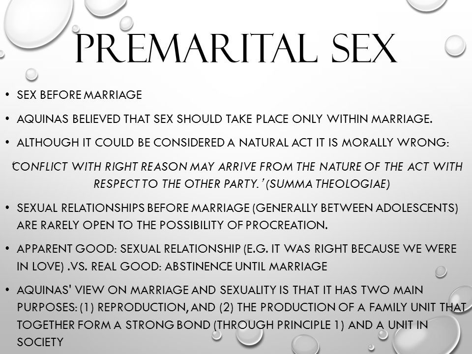 Premarital sex marriage