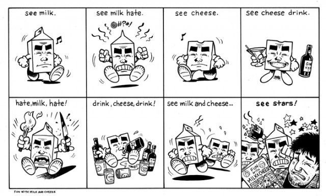 Cricket reccomend Milk and cheese comic strip