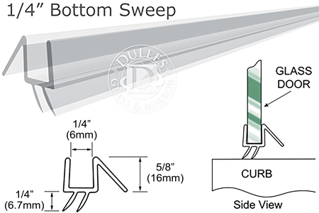 Bottom wipe with drip rail for glass shower door