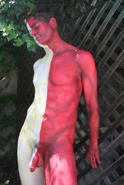 Body painting nude male . 