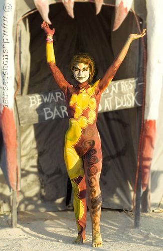 Burning man body paint woman