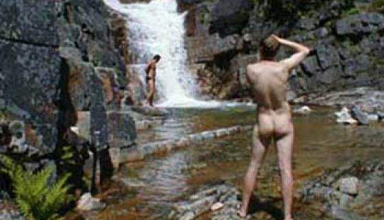 Naked men hiking trails