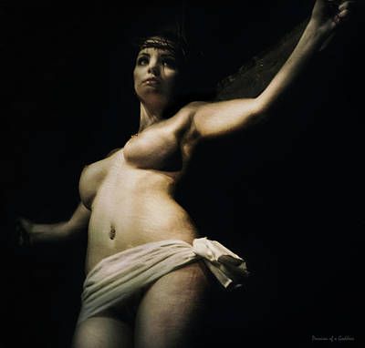 Nude female crucifixion art