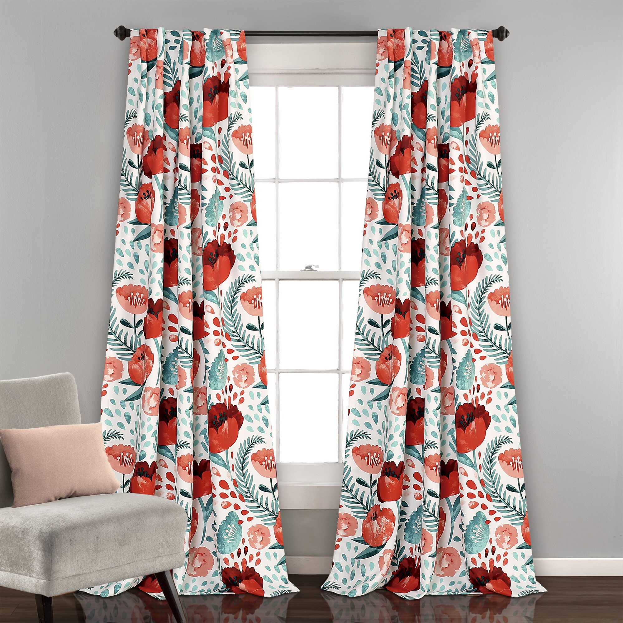 Asian poppy curtains