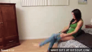 best of Trying gif get Girl jeans to in