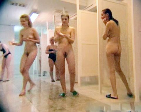 Nude female locker room