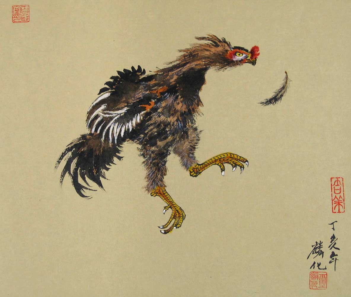 Opaline reccomend Asian rooster painting