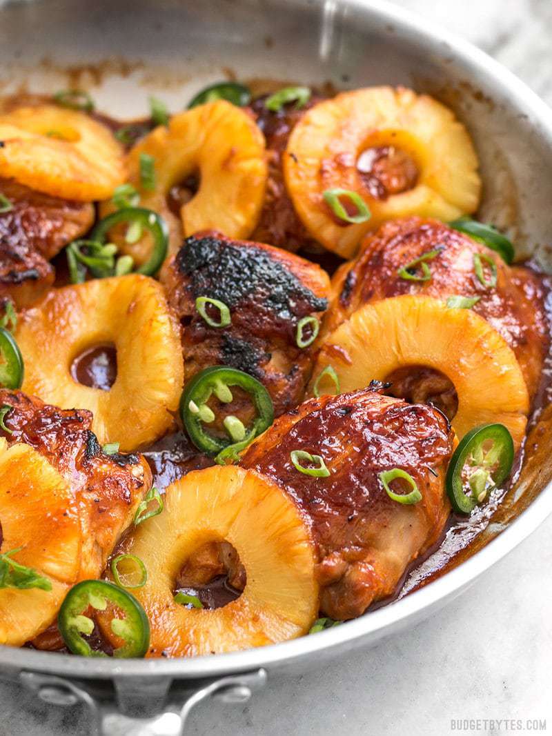 Asian chicken thigh with soy sauce and pineapple