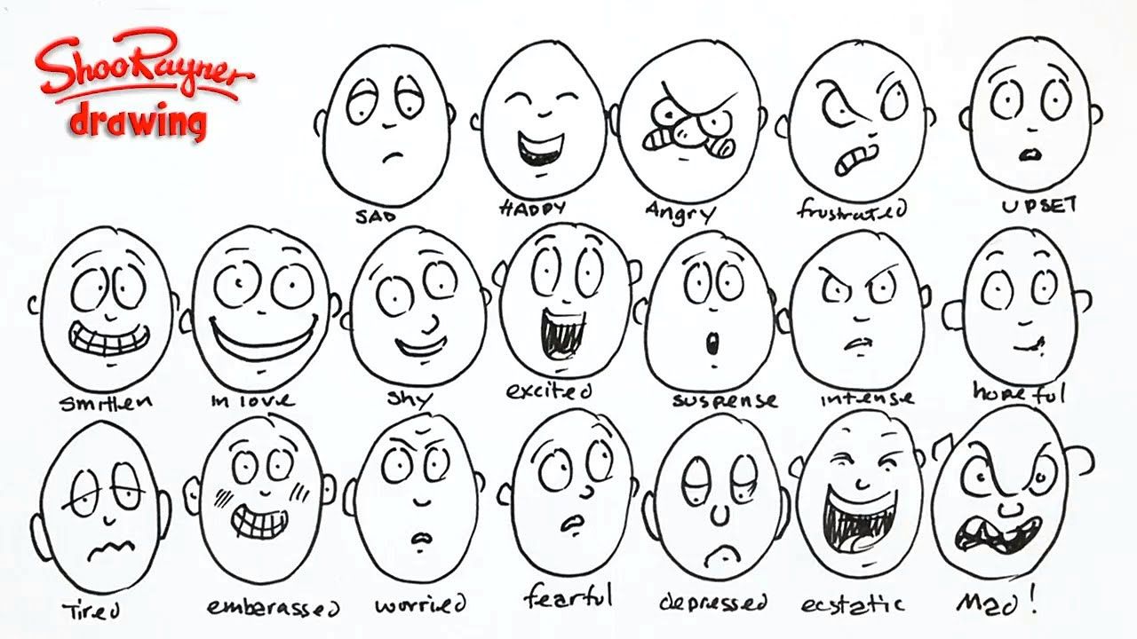 Different cartoon facial expressions