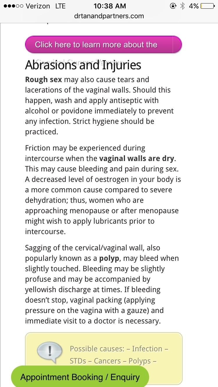 Vaginal bleeding rough sex