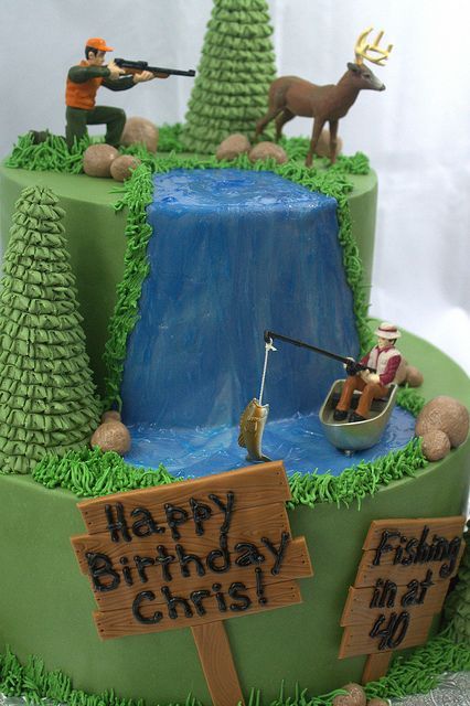 Hunting and fishing cake