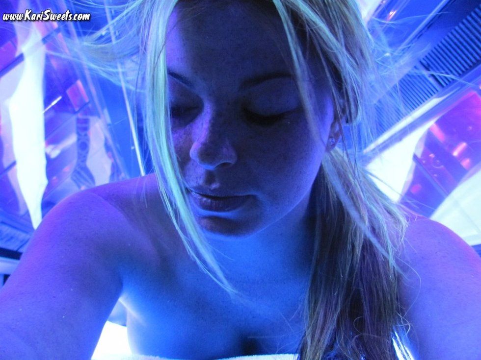 Leather reccomend Teen naked tanning bed