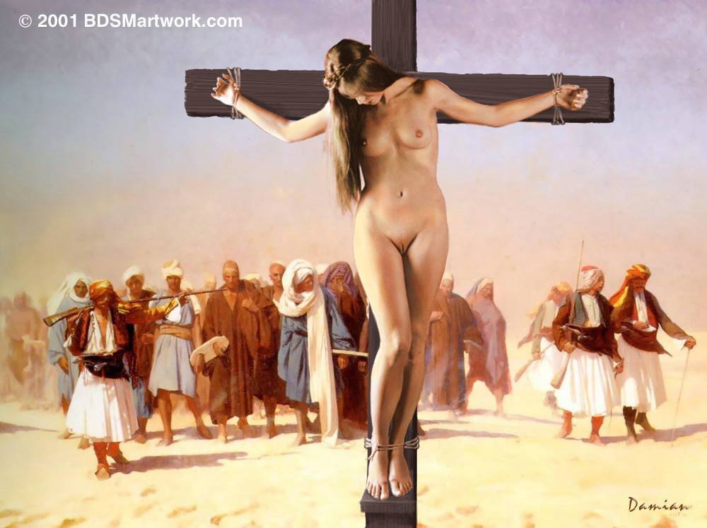 Nude female crucifixion art - Naked photo.